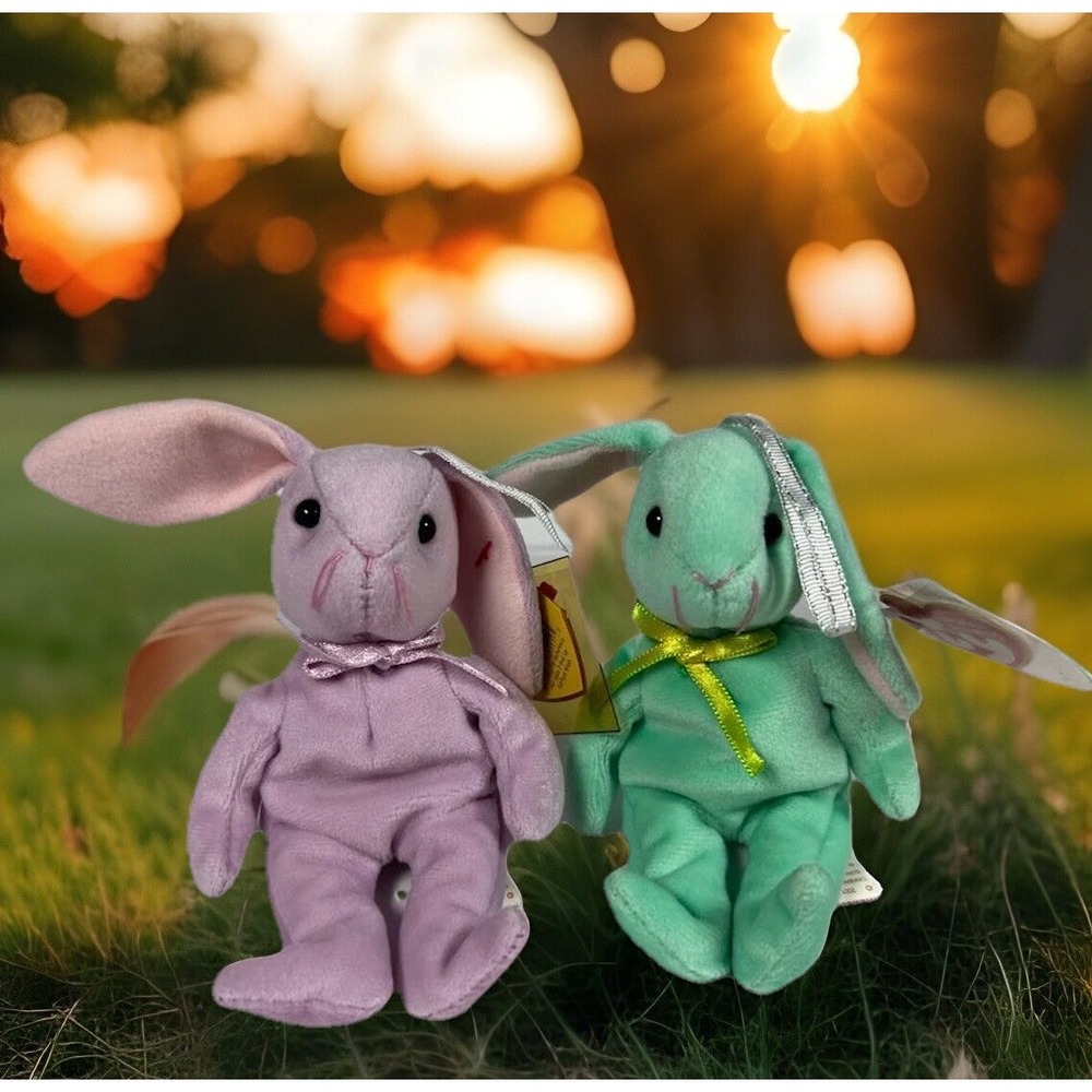 2‎ Bunnies TY Beanie Babies Hippity Floppity